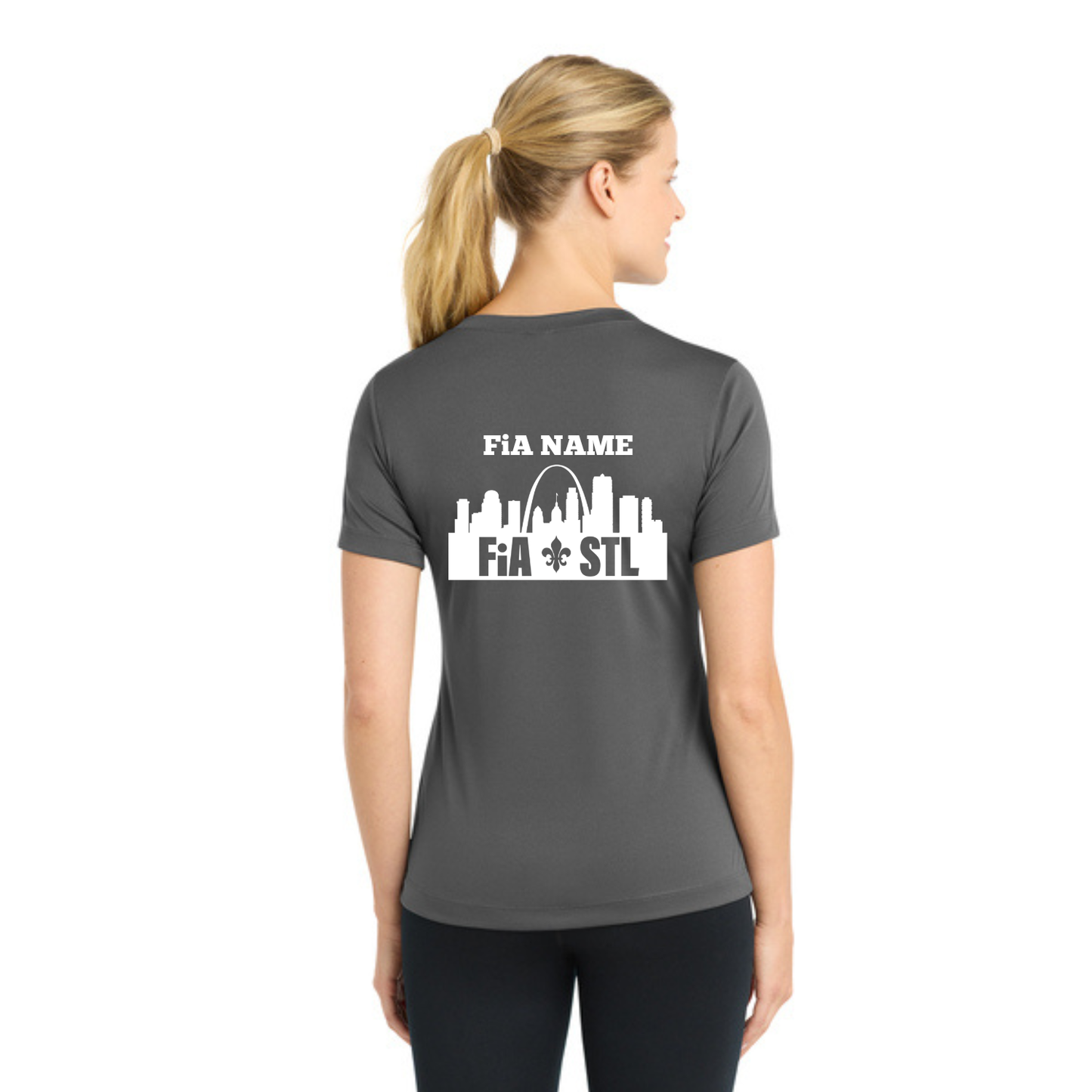 St. Louis, MO- PERSONALIZED Sport Tek V-Neck Short Sleeve Performance Tee