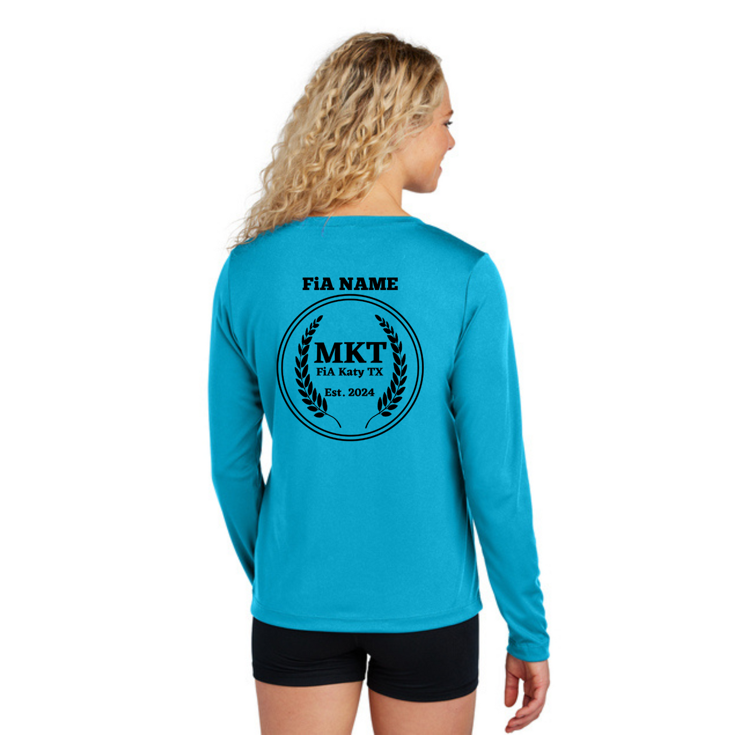 MKT, TX - NEON PERSONALIZED Sport Tek Long Sleeve Performance V-Neck Tee