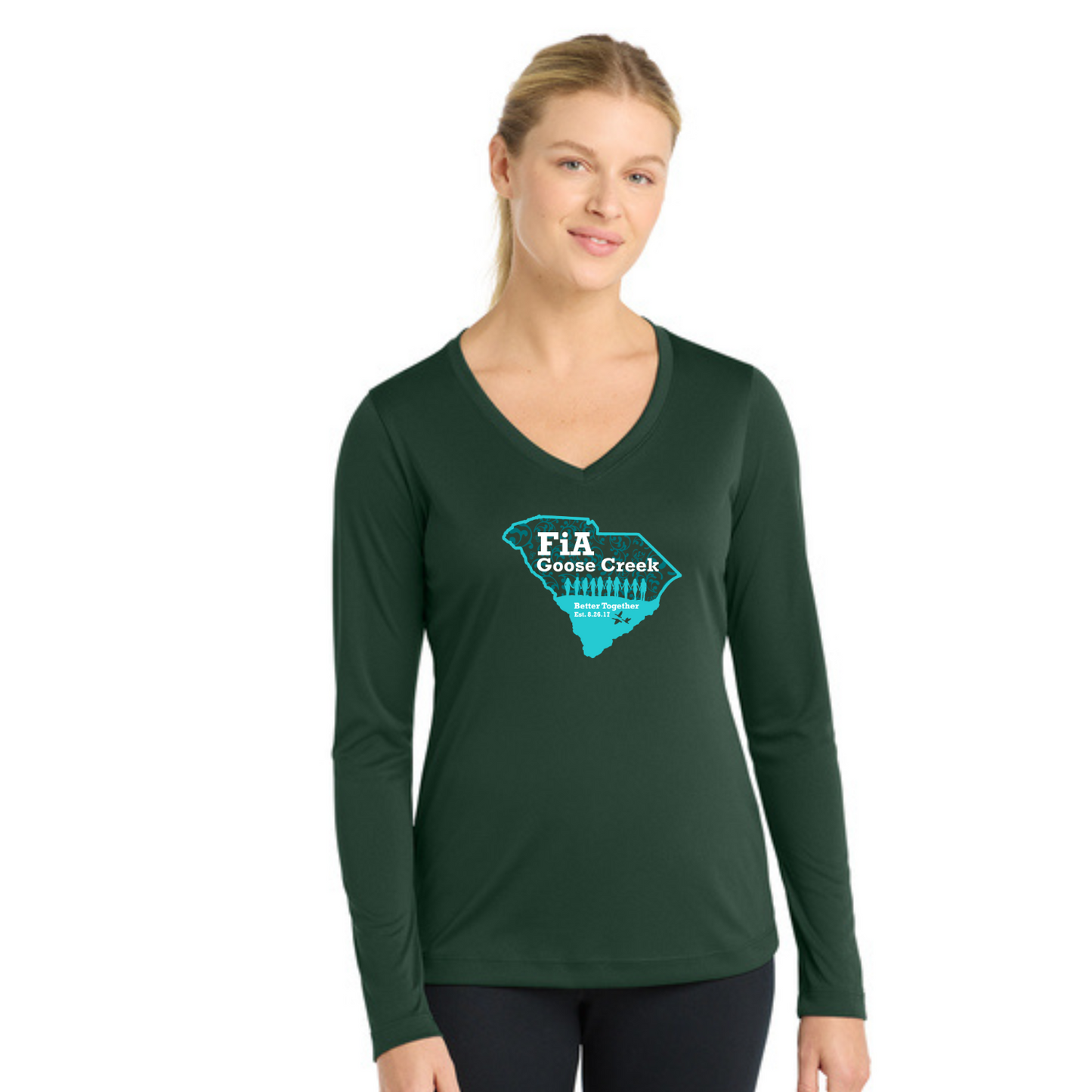 Why we FiA Goose Creek, SC - PERSONALIZED Sport Tek Long Sleeve Performance V-Neck Tee