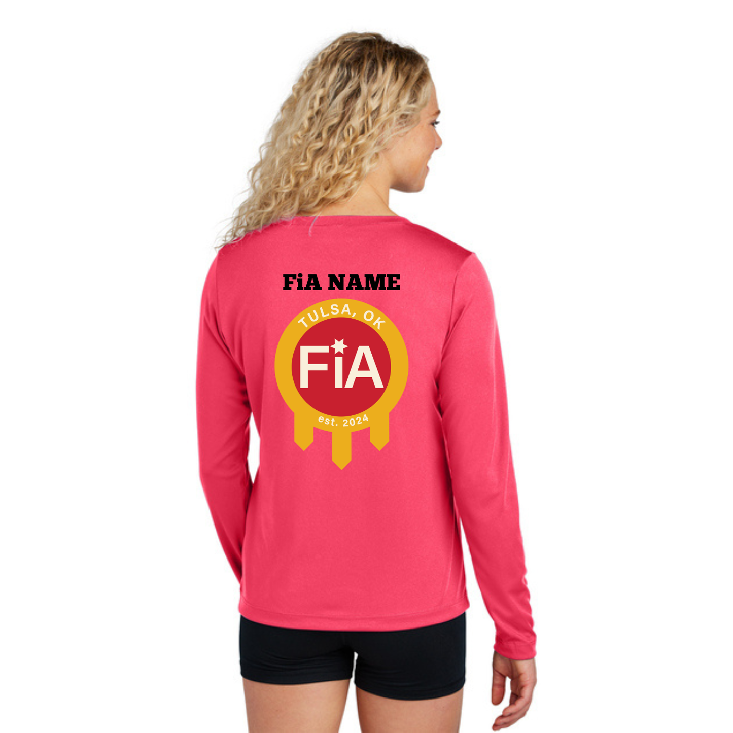 Tulsa, OK - PERSONALIZED NEON Sport Tek Long Sleeve Performance V-Neck Tee