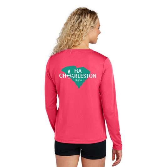 Charleston, SC - NEON Sport Tek Long Sleeve Performance V-Neck Tee