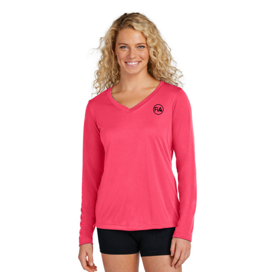 PERSONALIZED NEON Sport Tek Long Sleeve Competitor V-Neck Tee.CENTRAL