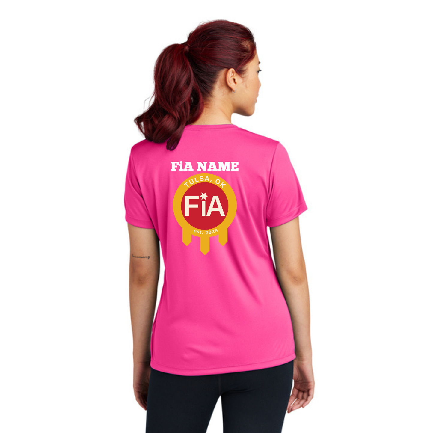Tulsa, OK - NEON PERSONALIZED Sport Tek Crew Neck Short Sleeve Performance Tee