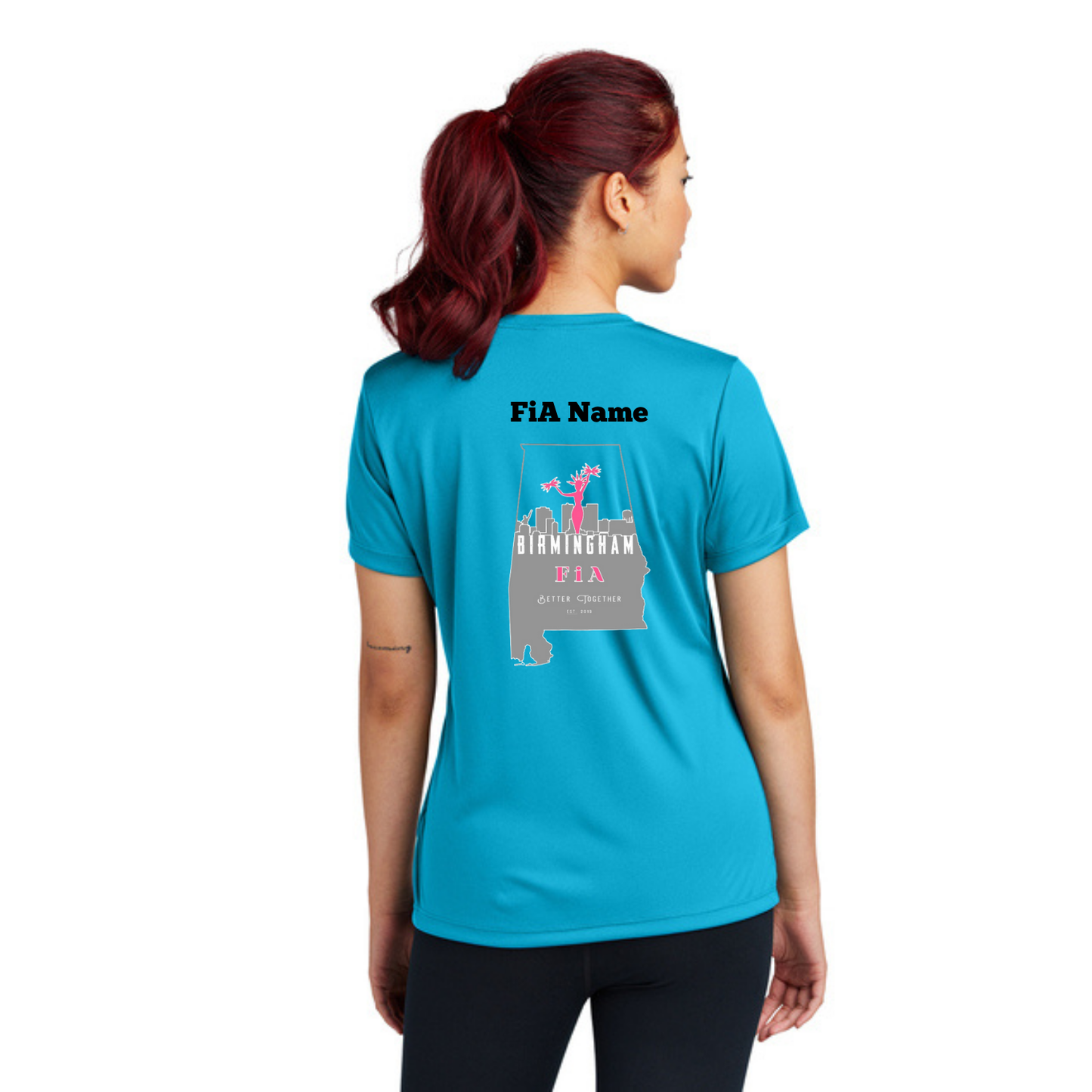 Birmingham, AL - NEON PERSONALIZED Sport Tek V-Neck Short Sleeve Performance Tee