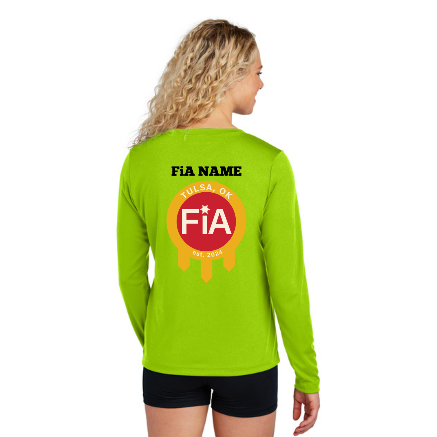 Tulsa, OK - PERSONALIZED NEON Sport Tek Long Sleeve Performance V-Neck Tee