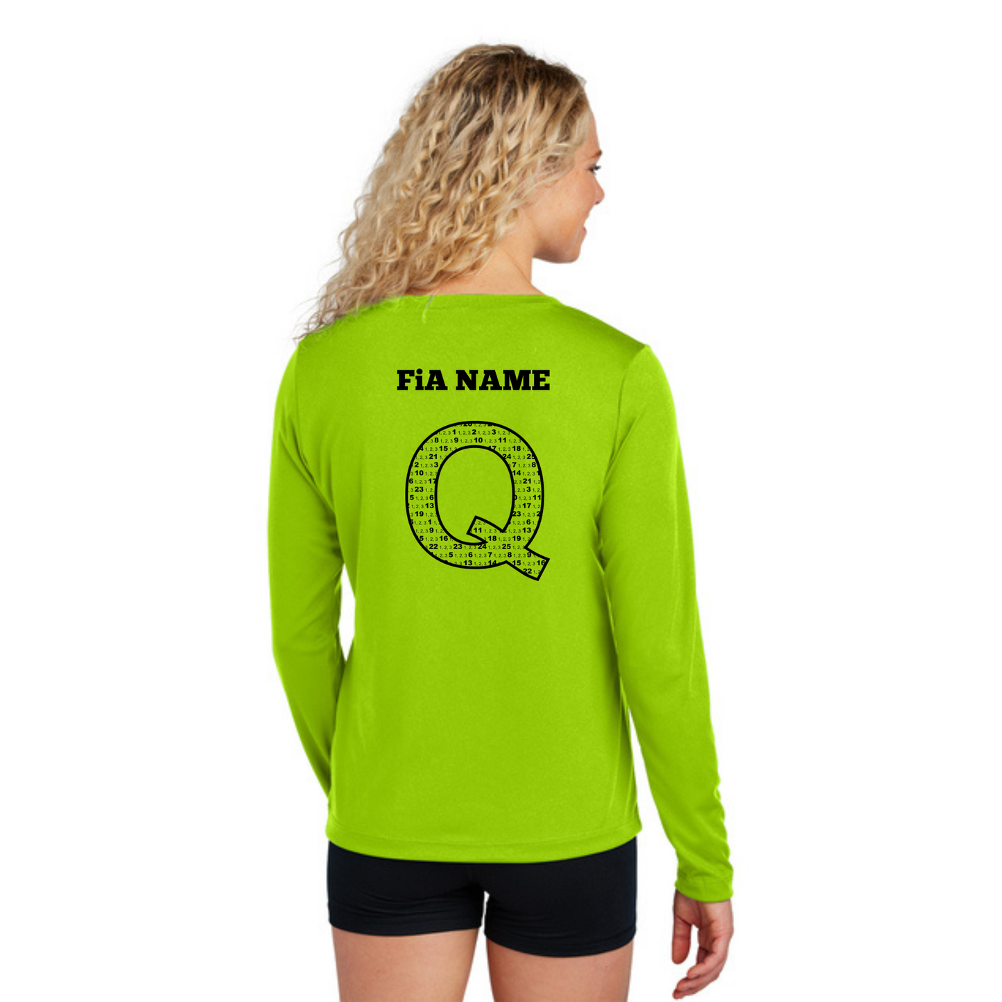 Q Shirt NEON - PERSONALIZED Sport Tek Long Sleeve V-Neck Tee