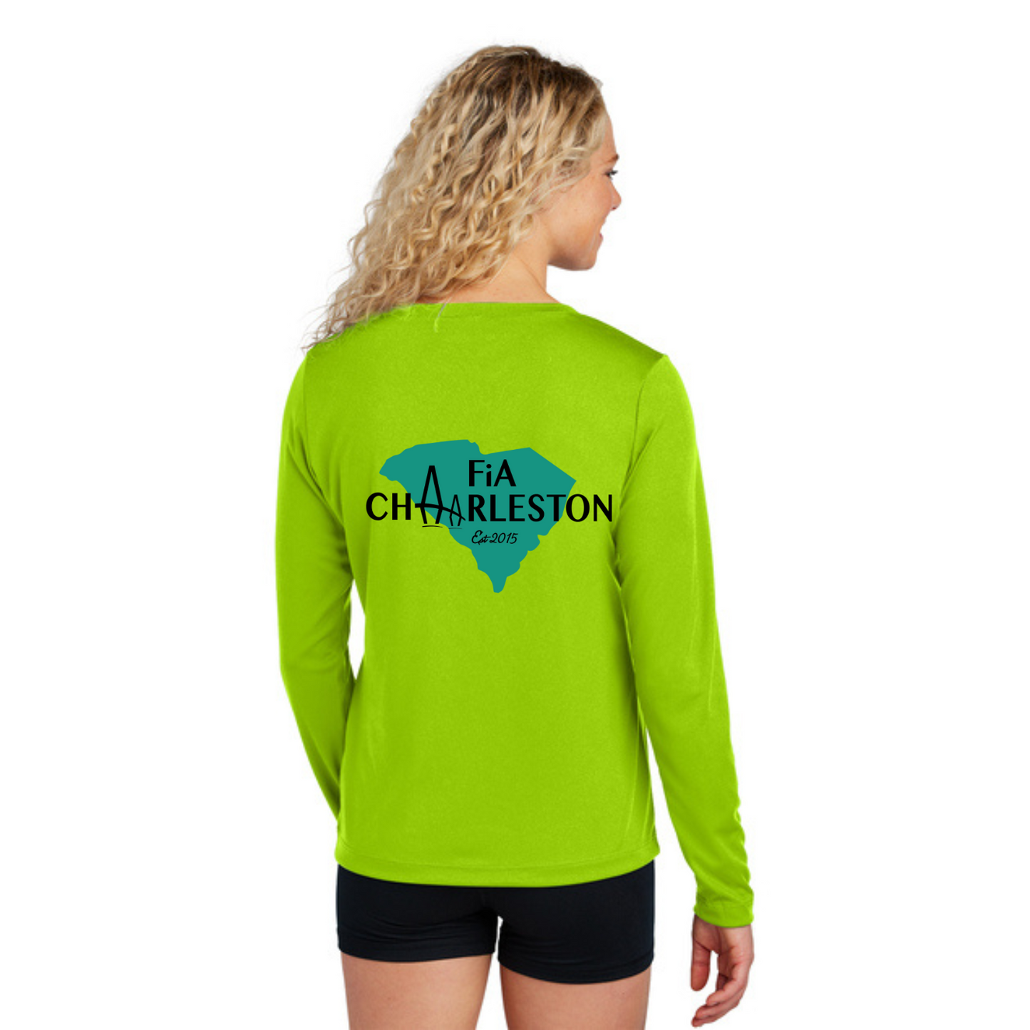 Charleston, SC - NEON Sport Tek Long Sleeve Performance V-Neck Tee