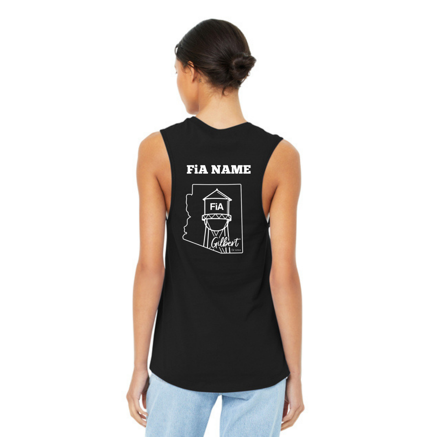 Gilbert AZ - PERSONALIZED Bella Canvas Women’s Jersey Muscle BLACK Tank
