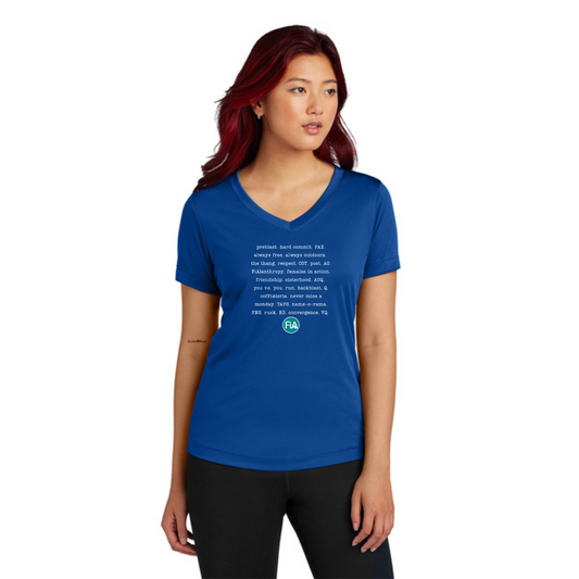 FiA Mode - Ladies V-Neck Short Sleeve Performance Tee