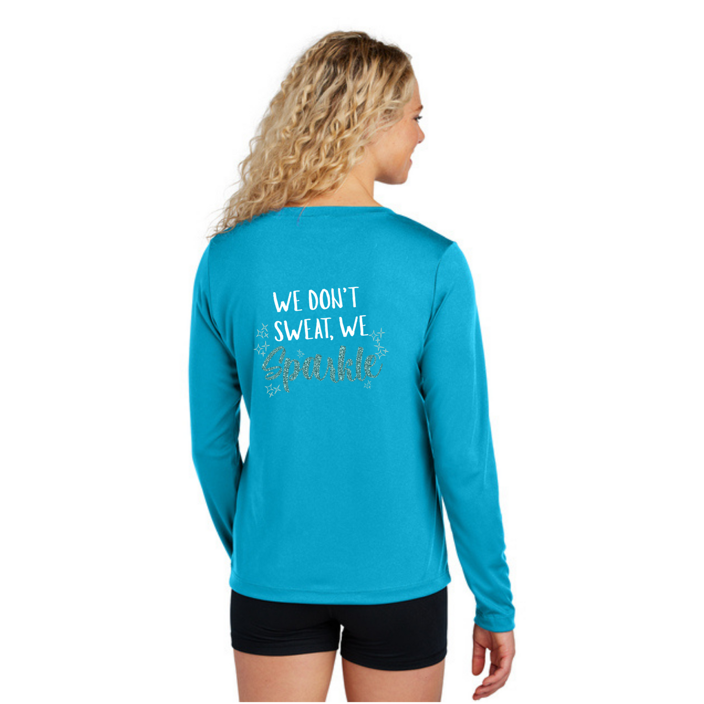 We Don't Sweat, We Sparkle NEON - Sport Tek Long Sleeve Performance V-Neck Tee