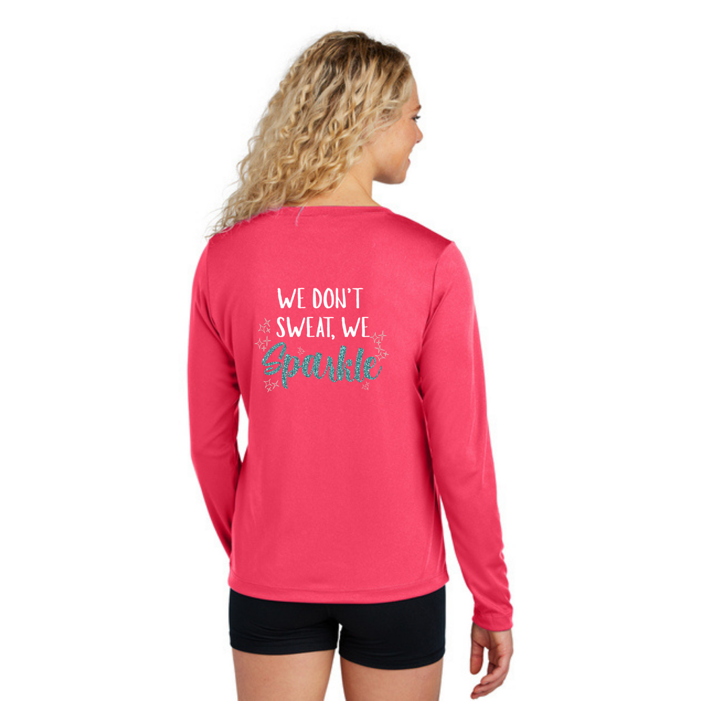We Don't Sweat, We Sparkle NEON - Sport Tek Long Sleeve Performance V-Neck Tee