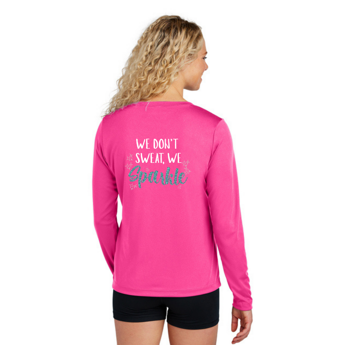 We Don't Sweat, We Sparkle NEON - Sport Tek Long Sleeve Performance V-Neck Tee