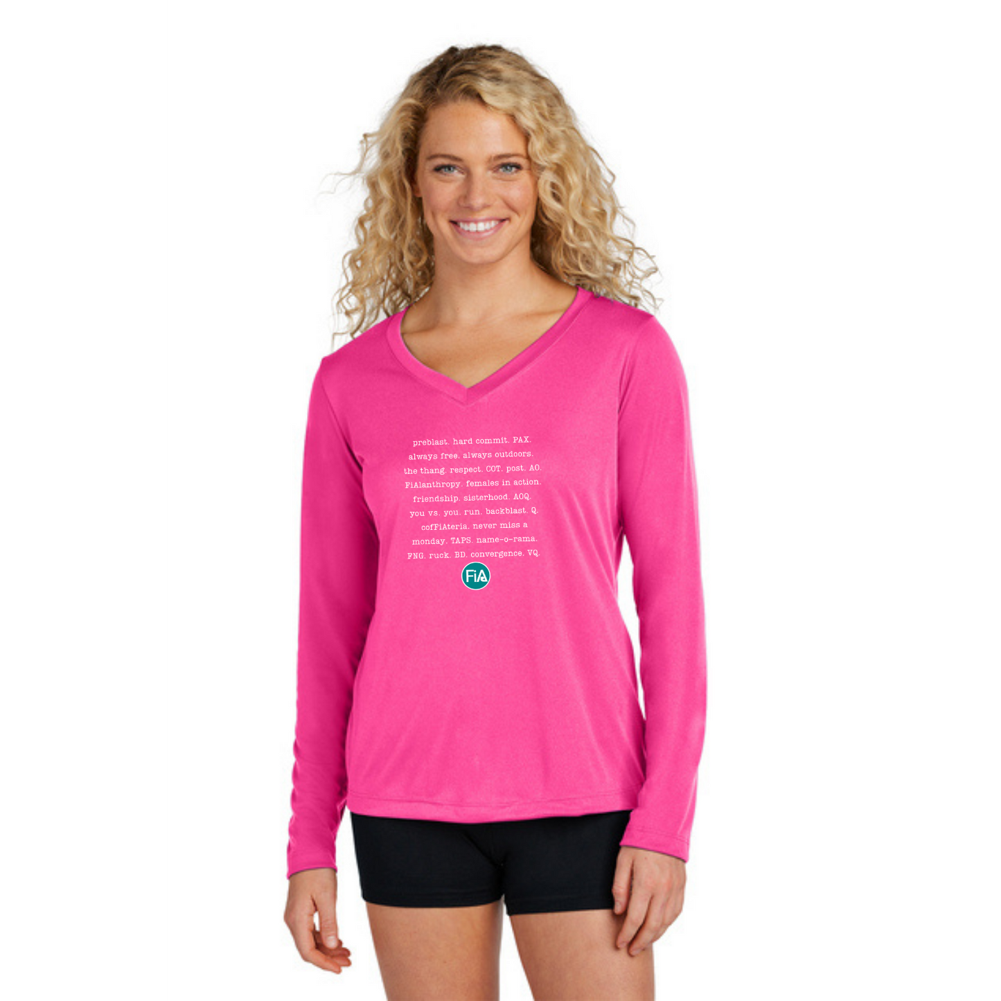FiA Mode NEON - Sport Tek Long Sleeve Performance V-Neck Tee