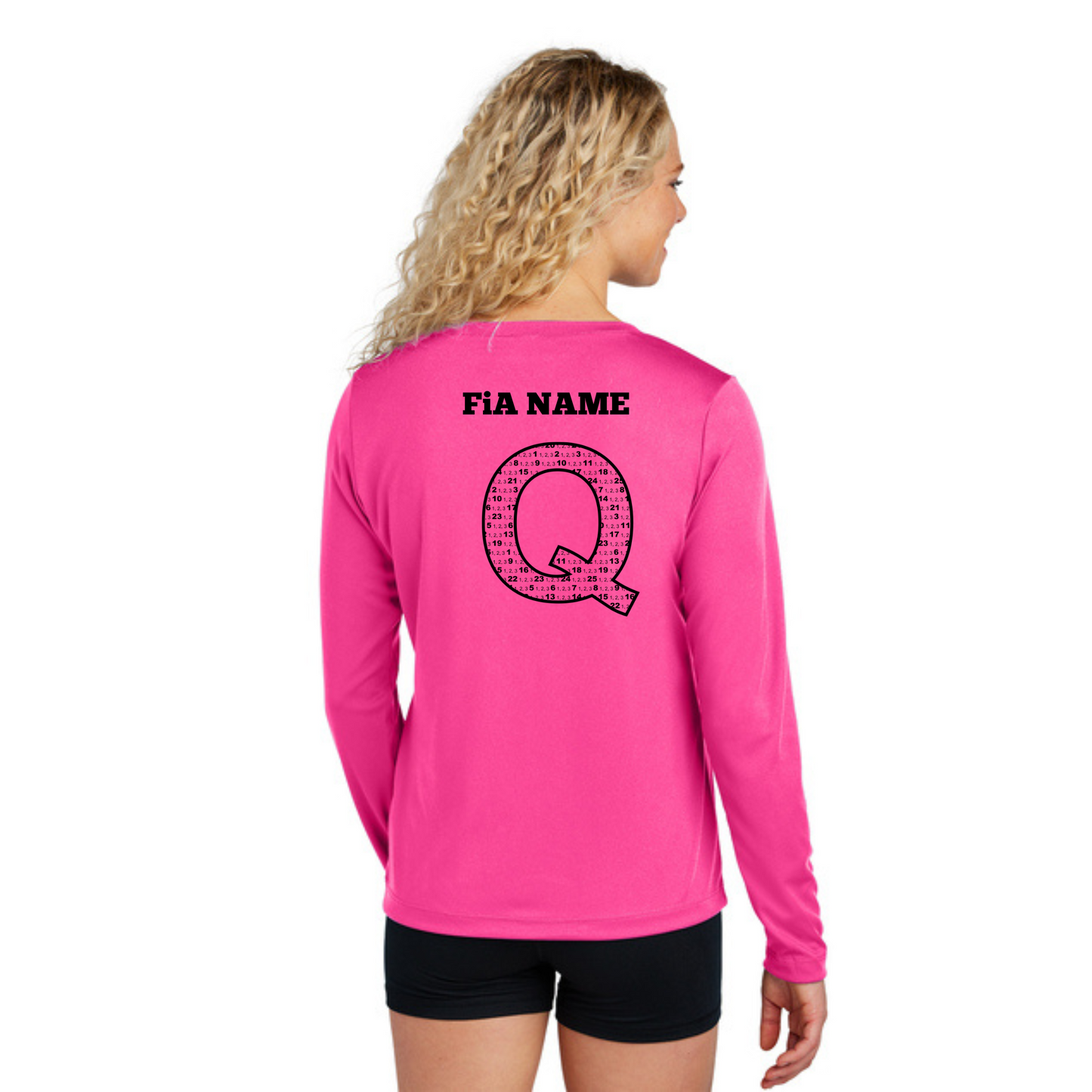 Q Shirt NEON - PERSONALIZED Sport Tek Long Sleeve V-Neck Tee