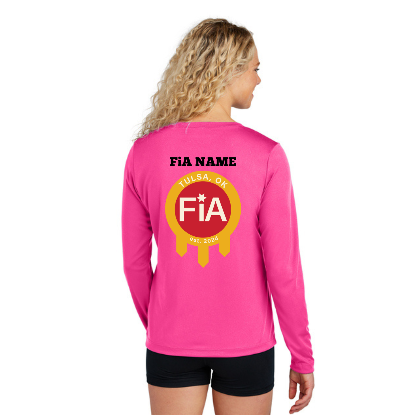 Tulsa, OK - PERSONALIZED NEON Sport Tek Long Sleeve Performance V-Neck Tee