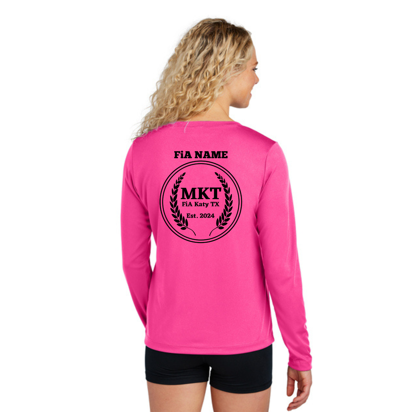 MKT, TX - NEON PERSONALIZED Sport Tek Long Sleeve Performance V-Neck Tee