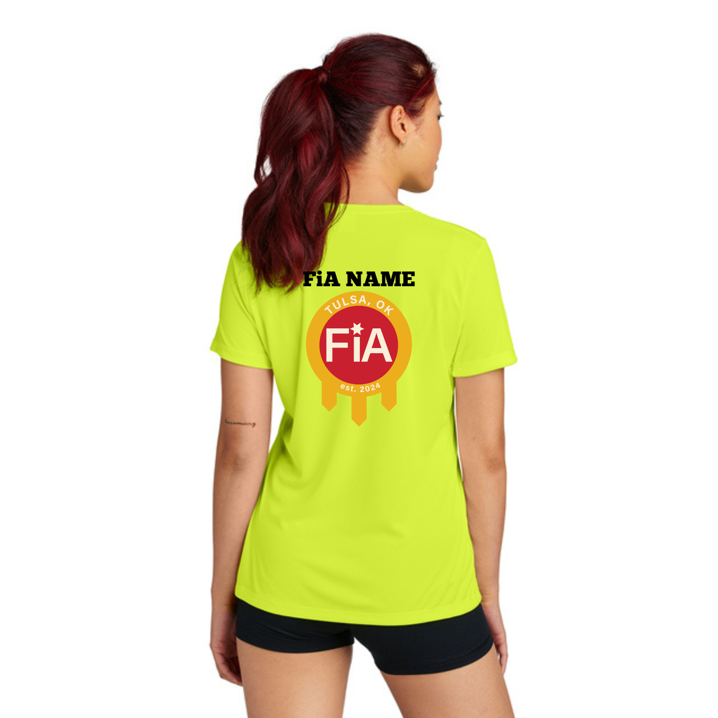 Tulsa, OK - NEON PERSONALIZED Sport Tek Crew Neck Short Sleeve Performance Tee