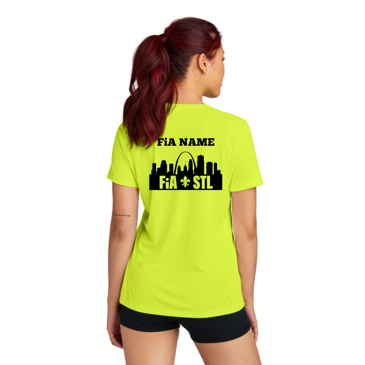 St. Louis, MO - NEON PERSONALIZED Sport Tek Crew Neck Short Sleeve Performance Tee