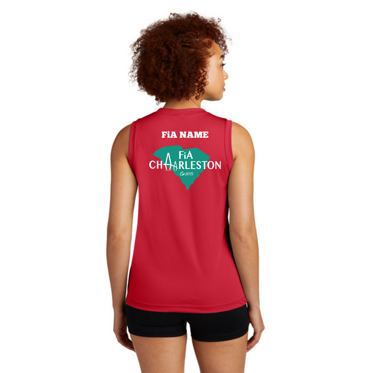 Charleston, SC - PERSONALIZED Sport Tek Sleeveless Performance V-Neck Tee