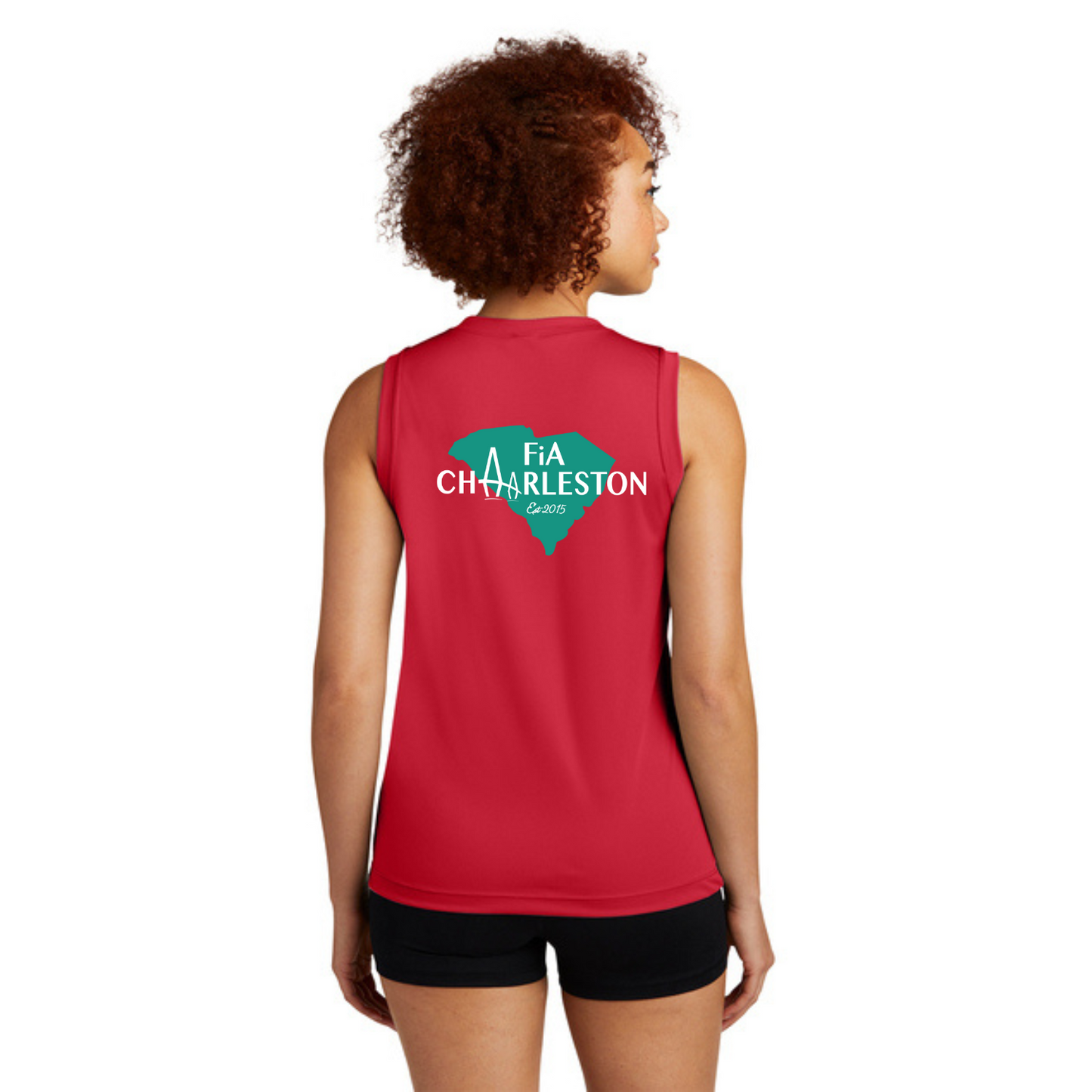 Charleston, SC - Sport Tek Sleeveless Performance V-Neck Tee