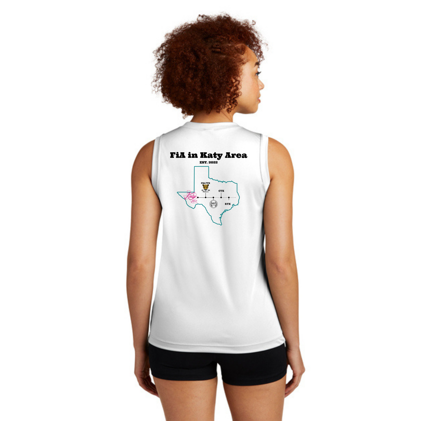 Katy FiA Anniversary - PERSONALIZED Sport Tek Sleeveless Performance V-Neck Tee