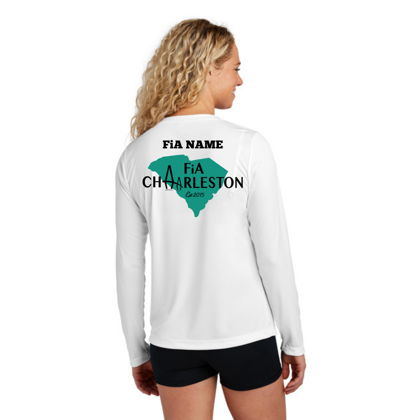 Charleston, SC - NEON PERSONALIZED Sport Tek Long Sleeve Performance V-Neck Tee