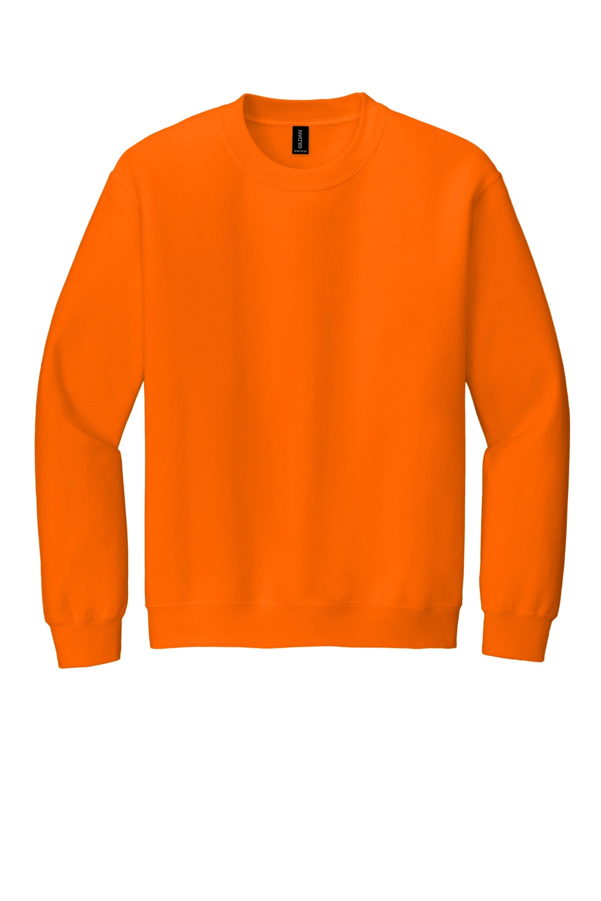 Gildan Heavy Blend Crewneck Sweatshirt in Safety Orange — product-only front view