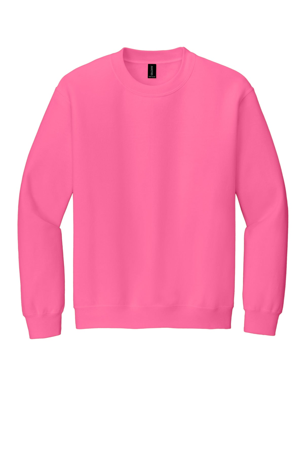 Gildan Heavy Blend Crewneck Sweatshirt in Safety Pink — product-only front view
