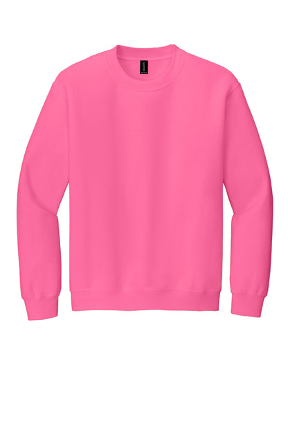 Gildan Heavy Blend Crewneck Sweatshirt in Safety Pink — product-only front view