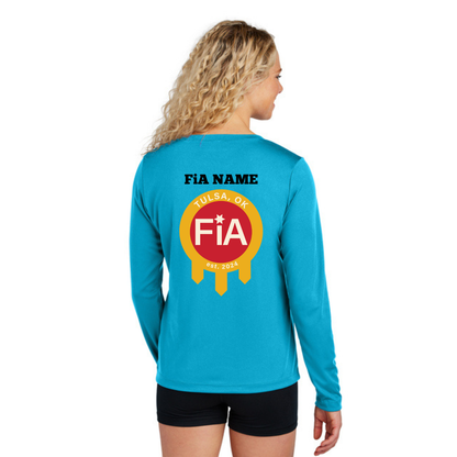 Tulsa, OK - PERSONALIZED NEON Sport Tek Long Sleeve Performance V-Neck Tee