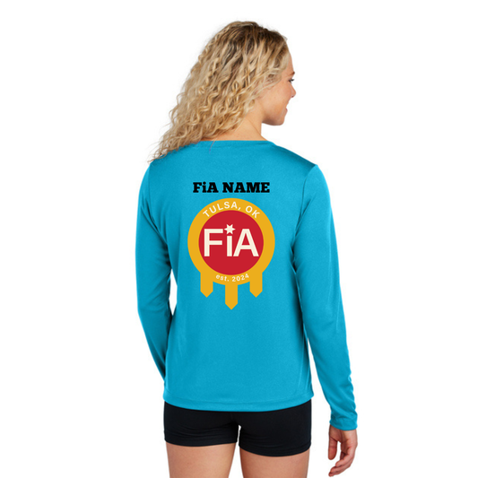 Tulsa, OK - PERSONALIZED NEON Sport Tek Long Sleeve Performance V-Neck Tee