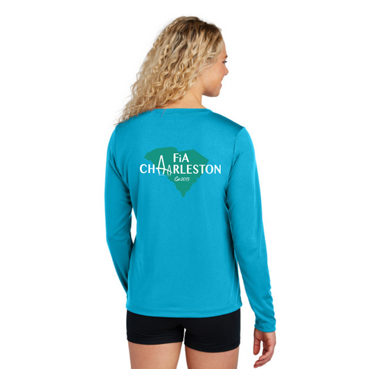 Charleston, SC - NEON Sport Tek Long Sleeve Performance V-Neck Tee