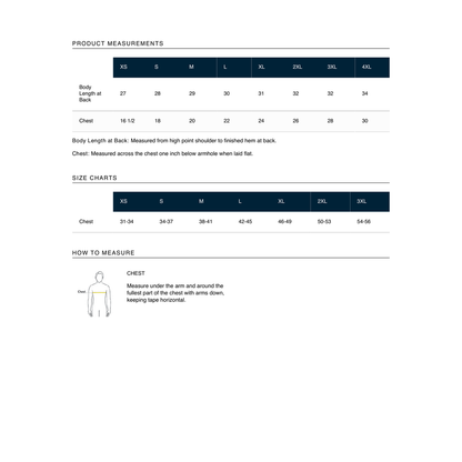 Bella Canvas BC3413 unisex triblend tee size chart and measurements