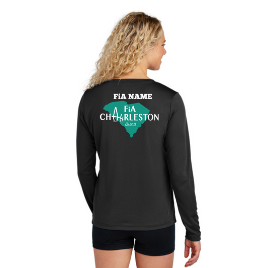 Charleston, SC - PERSONALIZED Sport Tek Long Sleeve Performance V-Neck Tee