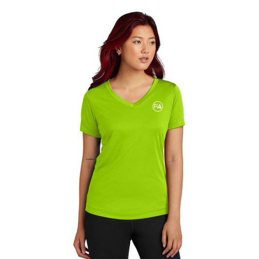 We Don't Sweat, We Sparkle NEON - Sport Tek V-Neck Short Sleeve Performance Tee