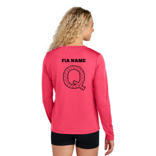 Q Shirt NEON - PERSONALIZED Sport Tek Long Sleeve V-Neck Tee