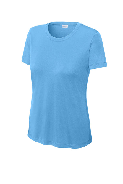 Sport-Tek Crew Neck Short Sleeve Performance Tee — Carolina Blue blank garment color reference; includes FiA Always front design