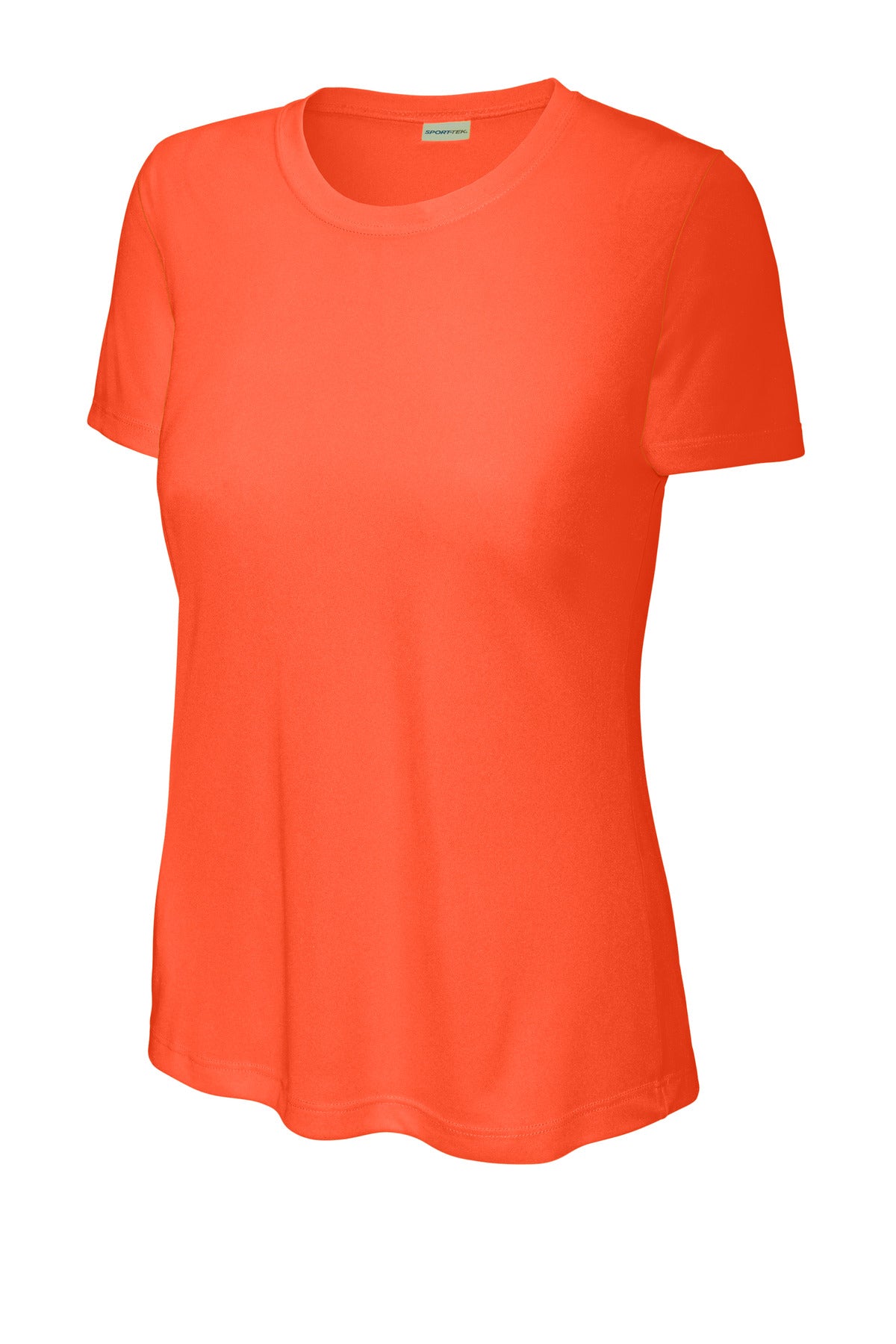 Sport-Tek Crew Neck Short Sleeve Performance Tee — Neon Orange blank garment color reference; includes FiA Always front design