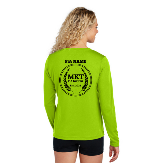 MKT, TX - NEON PERSONALIZED Sport Tek Long Sleeve Performance V-Neck Tee