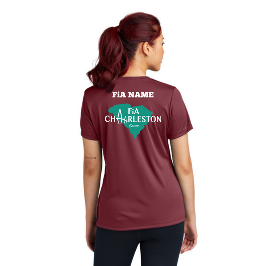 Charleston, SC- PERSONALIZED Sport Tek V-Neck Short Sleeve Performance Tee