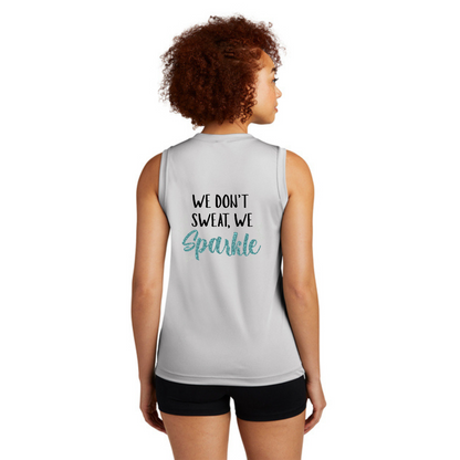 We Don't Sweat, We Sparkle - Ladies Sleeveless Performance V-Neck Tee