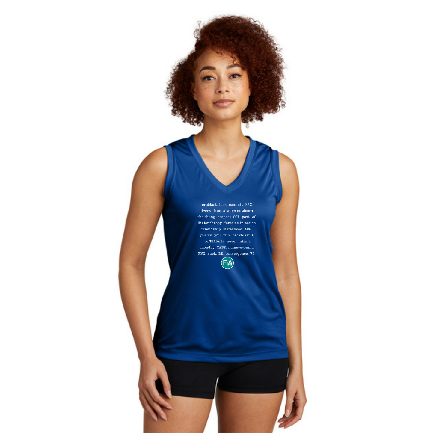 FiA Mode - Ladies Sleeveless Performance V-Neck Tee