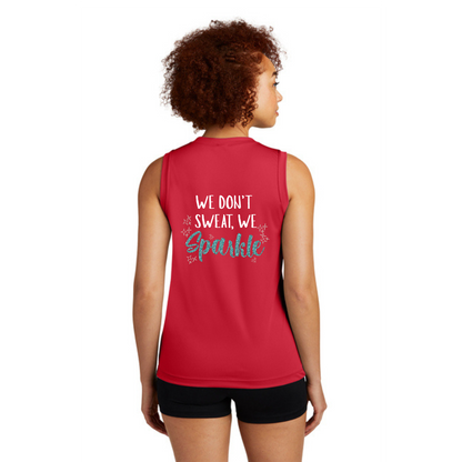 We Don't Sweat, We Sparkle - Ladies Sleeveless Performance V-Neck Tee