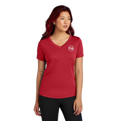 We Don't Sweat, We Sparkle - Ladies V-Neck Short Sleeve Performance Tee