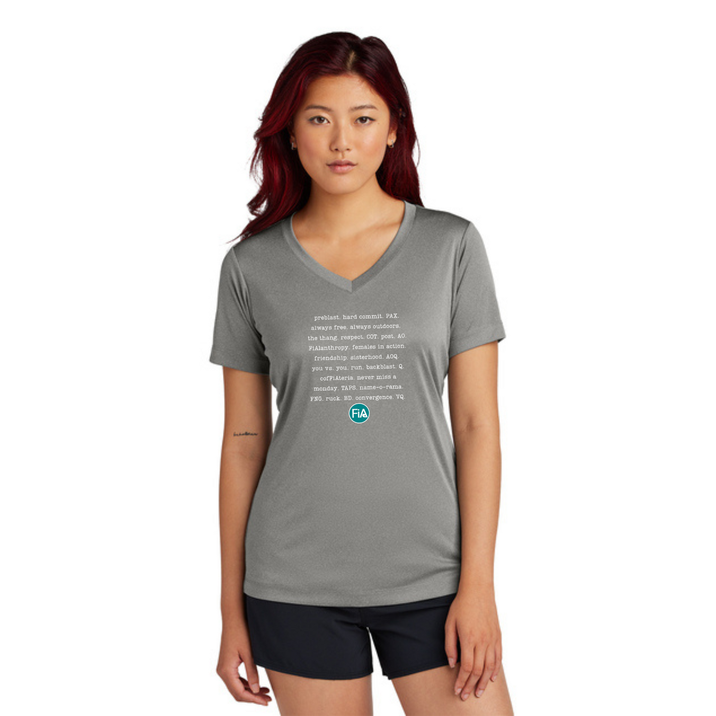 FiA Mode - Ladies V-Neck Short Sleeve Performance Tee