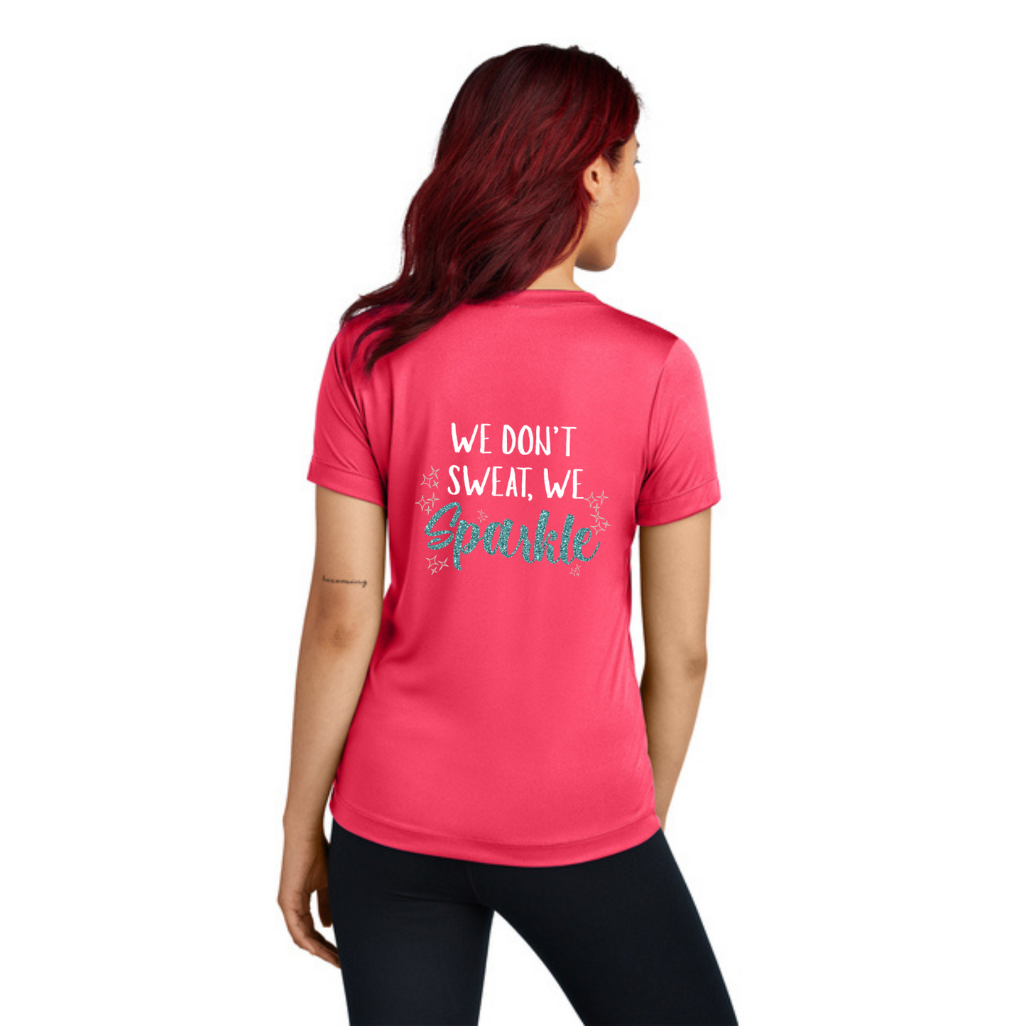We Don't Sweat, We Sparkle NEON - Sport Tek V-Neck Short Sleeve Performance Tee