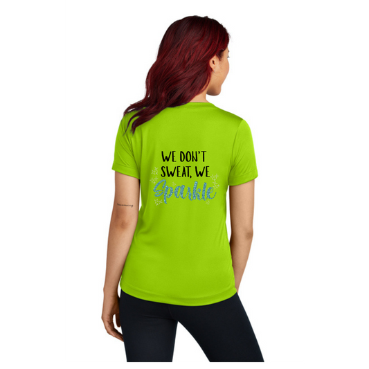 We Don't Sweat, We Sparkle NEON - Sport Tek V-Neck Short Sleeve Performance Tee