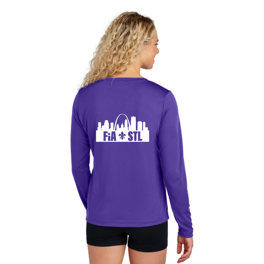 St. Louis, MO - Sport Tek Long Sleeve Performance V-Neck Tee