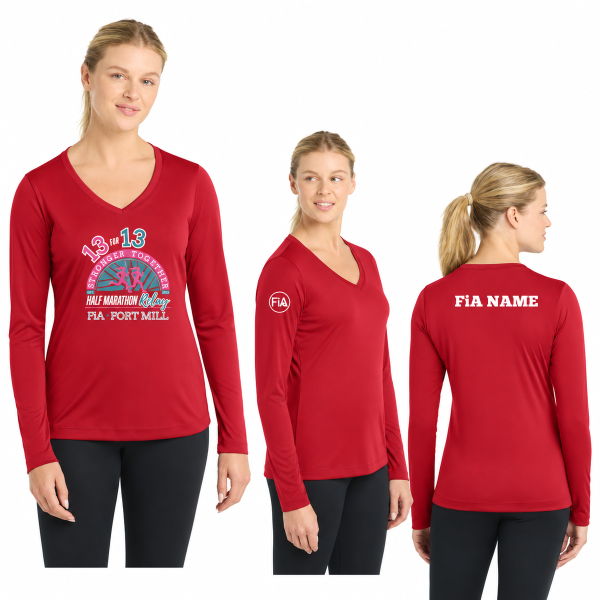 SC Fort Mill Relay LST353LS in TrueRed, decorated front, back, and FiA placement