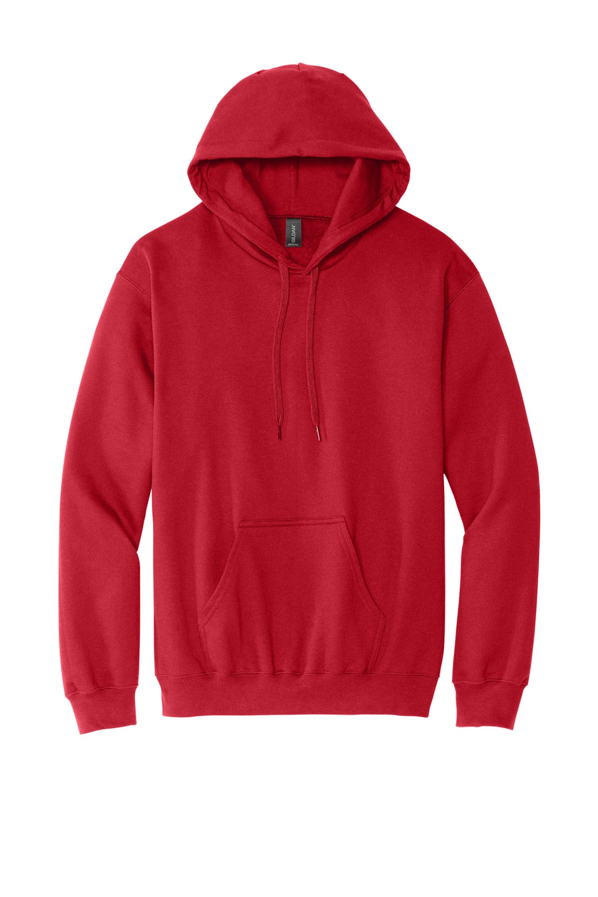 Gildan Softstyle Midweight Pullover Hooded Sweatshirt — Red blank garment color reference; includes FiA Always front design
